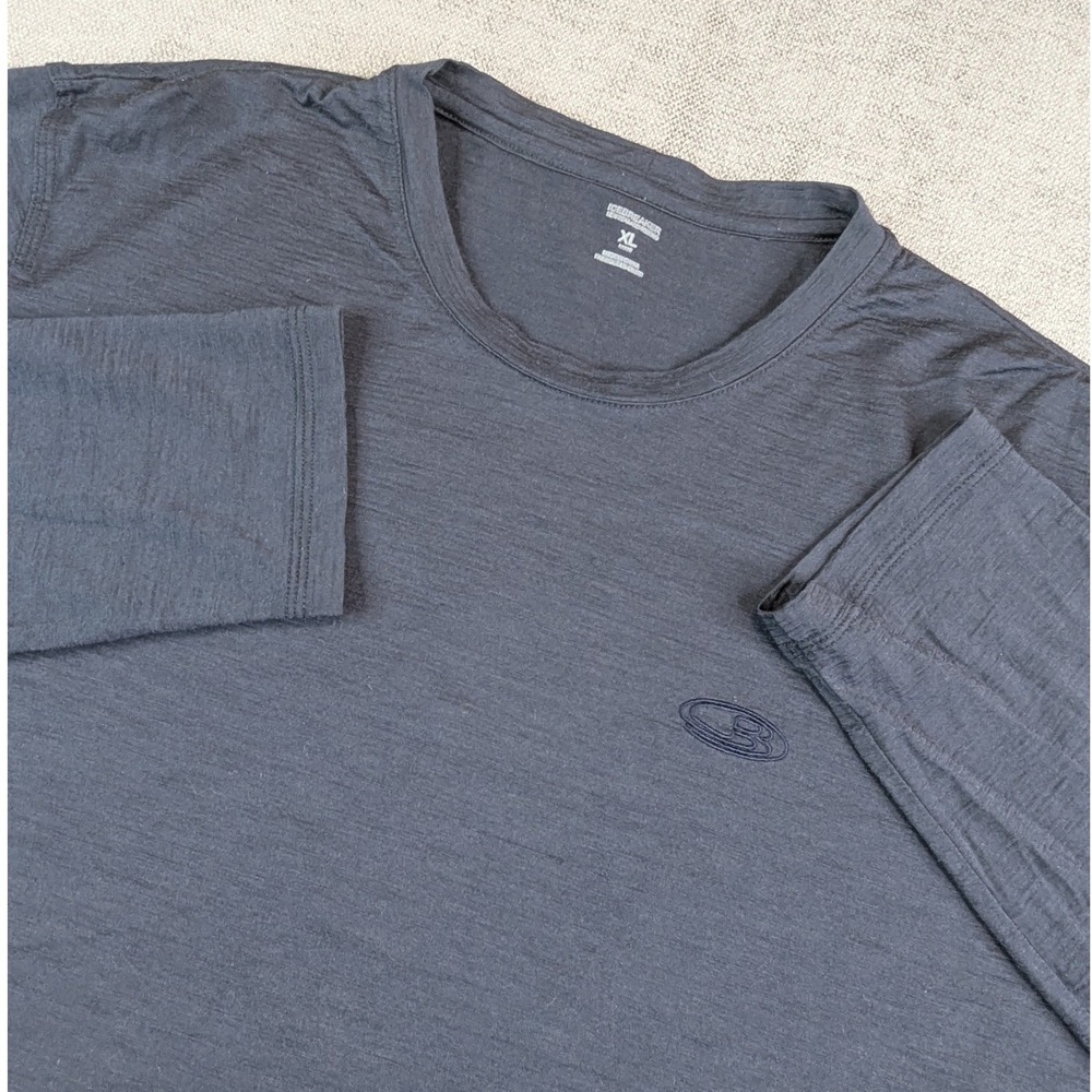 Icebreaker Shirt Mens XL Blue Gray Merino Wool Long Sleeve Base Layer Hiking